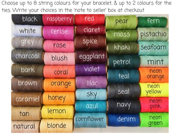 Custom Fishtail Bracelet, Your Colours Handmade Waterproof Waxed String Adjustable Wristband, Stacking Bracelets, Unisex Casual Jewellery - Image 5