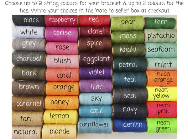 Custom Colour Multistrand Waxed Cord Bracelet, Durable Customisable Adjustable Size Waterproof Band, Colourful Thread Stacking Wrist Wraps - Image 4