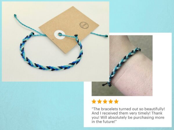 Custom Colour Braided Bracelet, Unisex Surfer Wristband Handmade in Waterproof Waxed Cord String, Adjustable Mens Girls Thread Wrist Band - Image 4