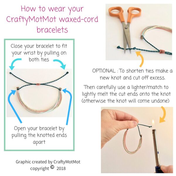 Custom Colour Braided Bracelet, Unisex Surfer Wristband Handmade in Waterproof Waxed Cord String, Adjustable Mens Girls Thread Wrist Band - Image 9