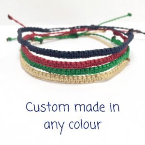 Custom Waterproof Bracelet, , Bracelets for Men, Mens Gift, Unisex Personalised Colour Adjustable Wristband made in Knotted Vegan Waxed Cord