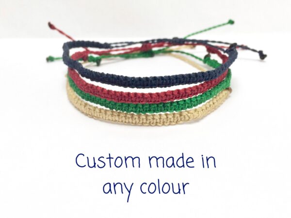 Custom Waterproof Bracelet, , Bracelets for Men, Mens Gift, Unisex Personalised Colour Adjustable Wristband made in Knotted Vegan Waxed Cord