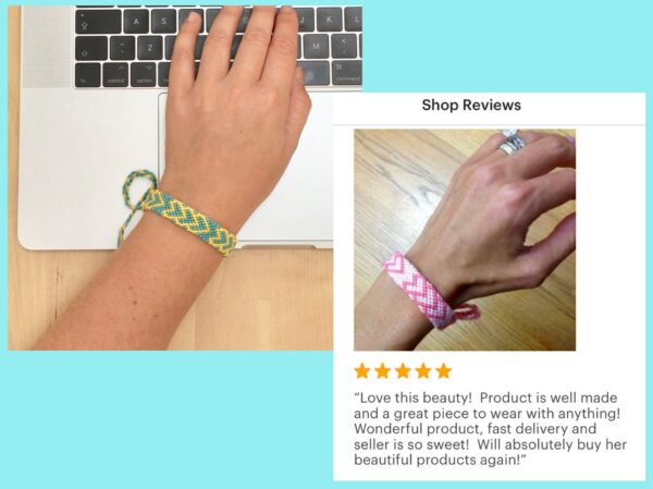 Heart Friendship Bracelet, Cotton 2nd Anniversary Couple Love, Custom Colour Unique Wedding Bridesmaid Valentine Girlfriend Boyfriend Gift - Image 2