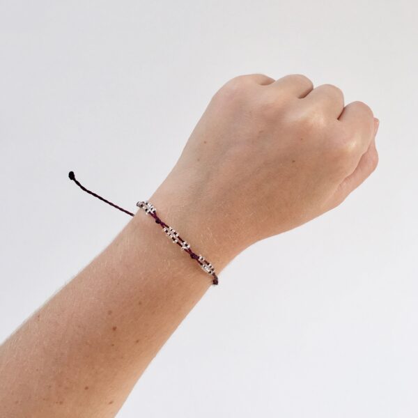 Seed Bead Bracelet, Minimalist Dainty Jewellery, Silver Mirror Seedbeads with Personalised Colour Waterproof Cord , Girls Gifts Bridesmaid - Image 2