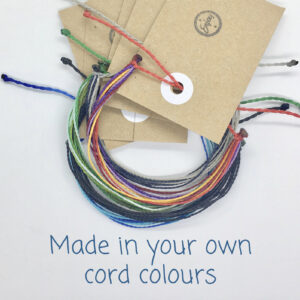 Custom Colour Multistrand Waxed Cord Bracelet, Durable Customisable Adjustable Size Waterproof Band, Colourful Thread Stacking Wrist Wraps