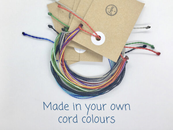 Custom Colour Multistrand Waxed Cord Bracelet, Durable Customisable Adjustable Size Waterproof Band, Colourful Thread Stacking Wrist Wraps