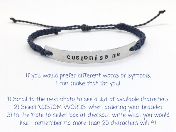Vegan Bracelet with Custom Words, Powered By Plants, Ahimsa, For The Animals, Plantbased, Handstamped Vegetarian Bracelet, Gift For Vegans - Image 5