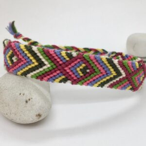 Boho Knotted Wristband, Woven Friendship Bracelet, Tie On String Braided Cotton, Pretty Colourful Pattern Bohemian Feminine Girls Jewellery
