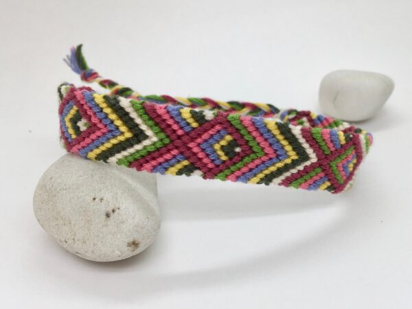 Boho Knotted Wristband, Woven Friendship Bracelet, Tie On String Braided Cotton, Pretty Colourful Pattern Bohemian Feminine Girls Jewellery