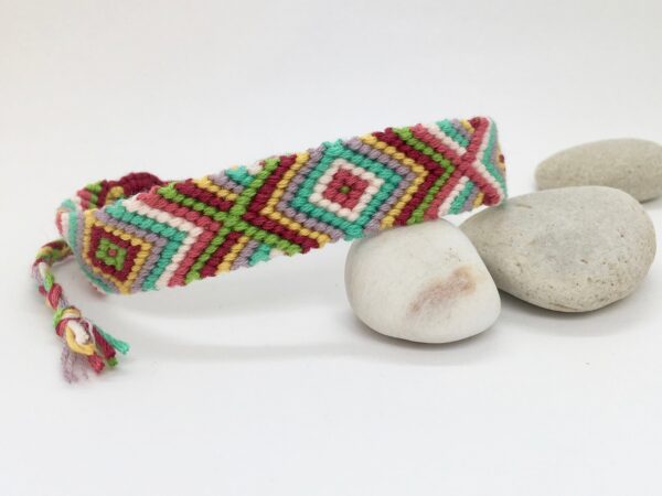 Rainbow Woven Bracelet Friendship Wrist Band,  Bright Colourful Braided String Wristband in Comfortable Cotton, Beach Surf Jewellery