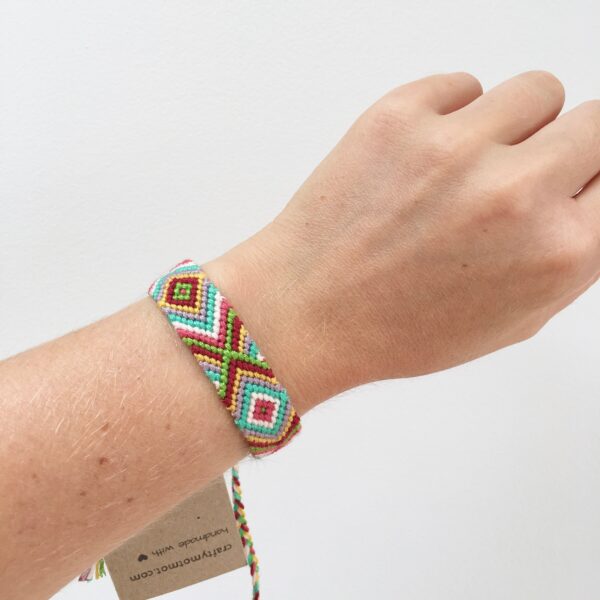 Rainbow Woven Bracelet Friendship Wrist Band,  Bright Colourful Braided String Wristband in Comfortable Cotton, Beach Surf Jewellery - Image 2