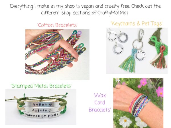 Vegan Bracelet with Custom Words, Powered By Plants, Ahimsa, For The Animals, Plantbased, Handstamped Vegetarian Bracelet, Gift For Vegans - Image 8