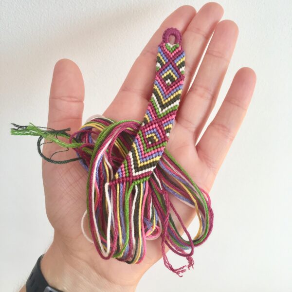 Boho Knotted Wristband, Woven Friendship Bracelet, Tie On String Braided Cotton, Pretty Colourful Pattern Bohemian Feminine Girls Jewellery - Image 6