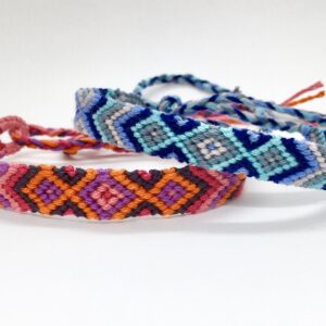 Friendship Bracelet Set, Pair of 2 Matching Patterned Aztec Wristbands, Valentines Couple Anniversary Wedding BFF Handmade Unique Gift