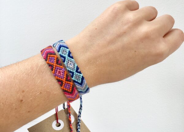 Friendship Bracelet Set, Pair of 2 Matching Patterned Aztec Wristbands, Valentines Couple Anniversary Wedding BFF Handmade Unique Gift - Image 2