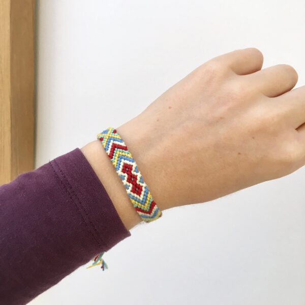 Macrame Bracelet, Red Yellow Green Yellow Colourful Wristband Gift, Braided Woven String Cotton Beachy Friendship Vacation Jewellery - Image 2