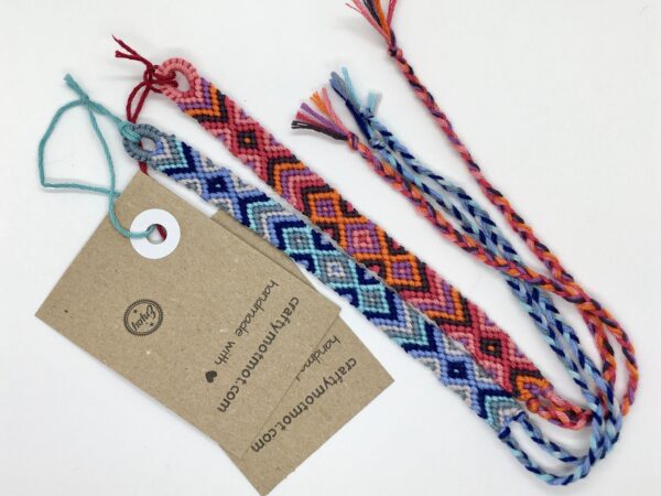 Friendship Bracelet Set, Pair of 2 Matching Patterned Aztec Wristbands, Valentines Couple Anniversary Wedding BFF Handmade Unique Gift - Image 3