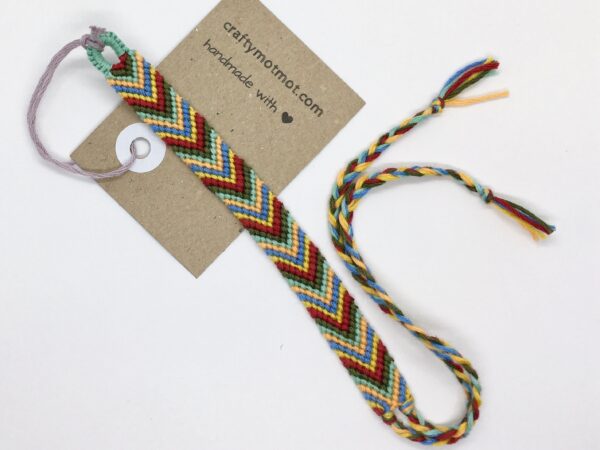Chevron Bracelet, Woven Wish Bracelet, Colourful Friendship Band, Beach Surfer Summer Festival Fashion, Macrame Knotted Soft Cotton - Image 3
