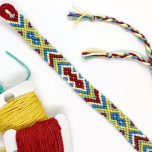 Macrame Bracelet, Red Yellow Green Yellow Colourful Wristband Gift, Braided Woven String Cotton Beachy Friendship Vacation Jewellery