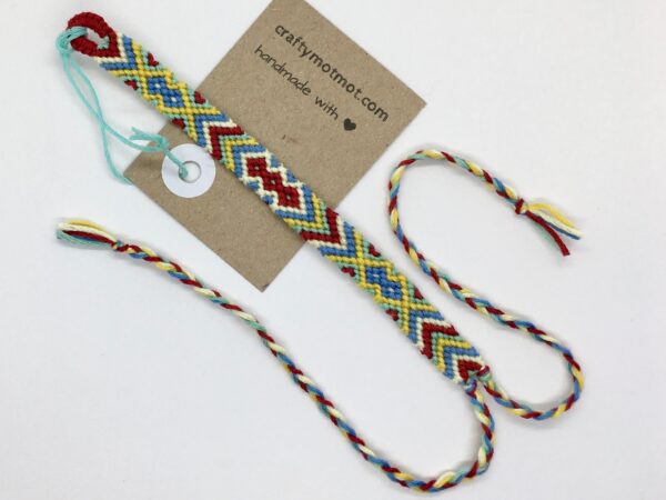 Macrame Bracelet, Red Yellow Green Yellow Colourful Wristband Gift, Braided Woven String Cotton Beachy Friendship Vacation Jewellery - Image 3