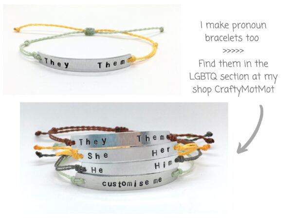 Pronoun Keychain, Custom They Them She Her He Him, Choose any Pronouns or Name, Trans Transgender Non Binary Genderfluid Genderqueer Gift - Image 9