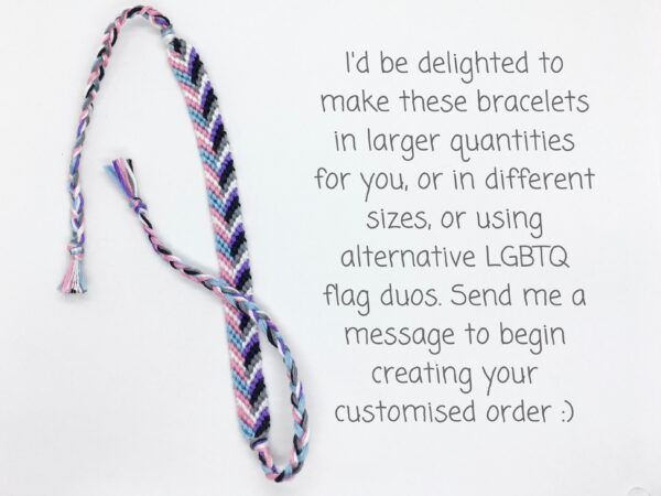 Lgbtq Ally Bracelet Gift for Allies, Love is Love, Gay Pride Flag Wristband, Rainbow Black White Chevron Striped Handmade Cotton Bracelet - Image 3