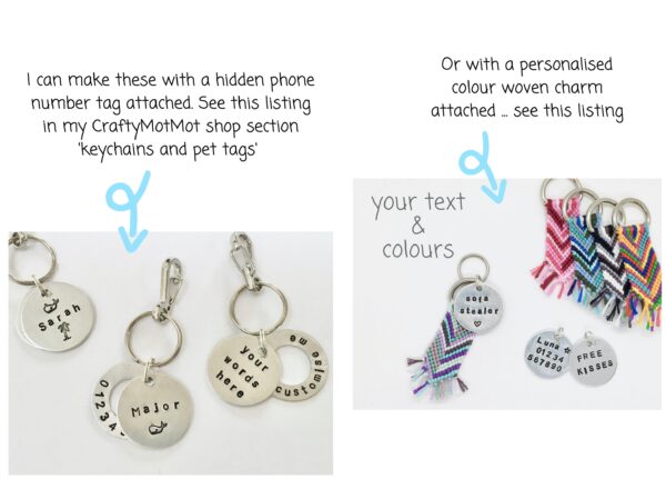 Pet Tag, Cute Custom Dog ID Disc, Puppy or Cat Lightweight Disc Silver Colour Metal, Personalised Rustic Handmade Pets Gifts, Non-Tarnish - Image 9