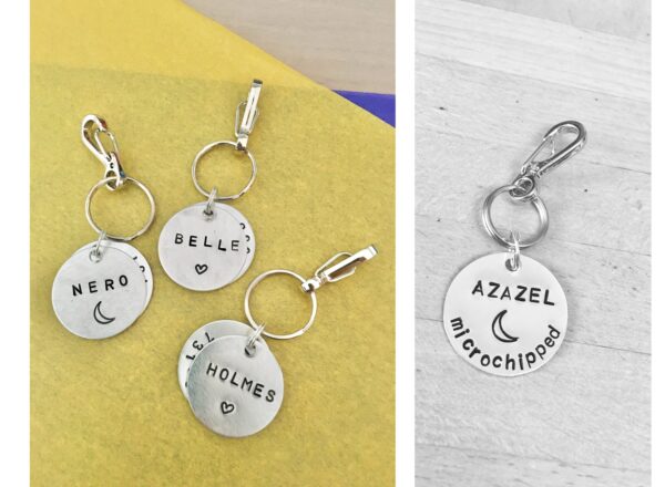 Pet Tag, Hidden Phone Number, Custom Dog Puppy or Cat ID Disc, Personalised Name New Pets Gift, Hand Crafted Round Silver Aluminium - Image 2