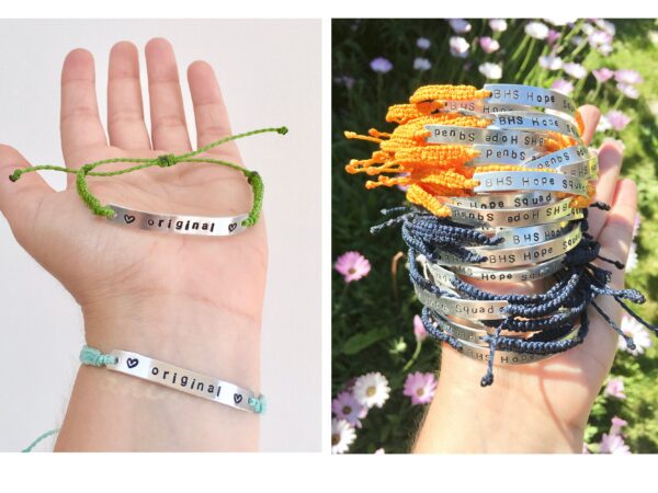 2 Personalised Words Custom Stamped Metal Wristbands, Couples Gift, Best Friend Gifts, Word Wrist Band Set, Pair of Coordinated Bracelets - Image 5
