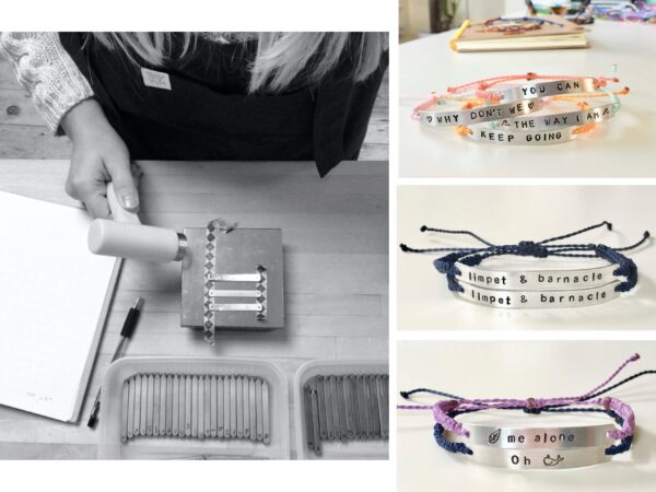 Personalised Word Bracelet, Custom Text Metal Bar Stamped Aluminium Macrame Phrase Bracelet, Name Date Intention Mantra Affirmation Gift - Image 3