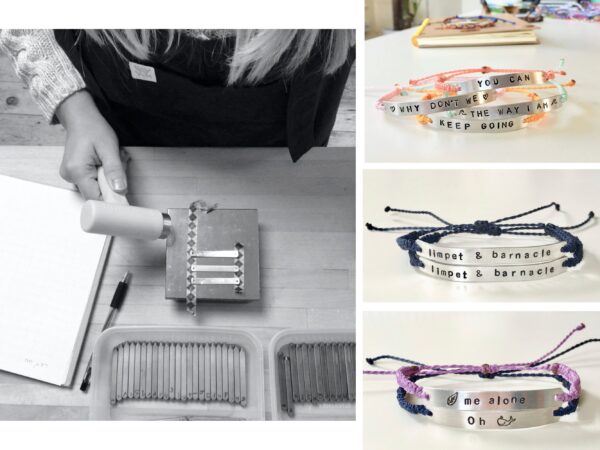 2 Personalised Words Custom Stamped Metal Wristbands, Couples Gift, Best Friend Gifts, Word Wrist Band Set, Pair of Coordinated Bracelets - Image 3