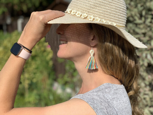 Custom Tassel Earrings, Personalise Colour Statement Drop Earring, Handmade Cotton Lightweight, 925 Sterling Silver Gifts under 10 - Image 2