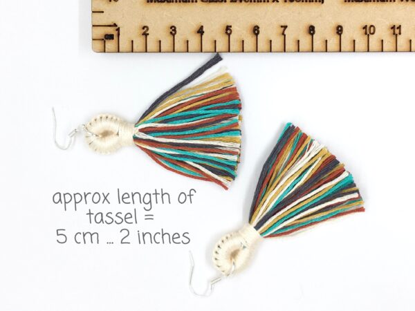 Custom Tassel Earrings, Personalise Colour Statement Drop Earring, Handmade Cotton Lightweight, 925 Sterling Silver Gifts under 10 - Image 8