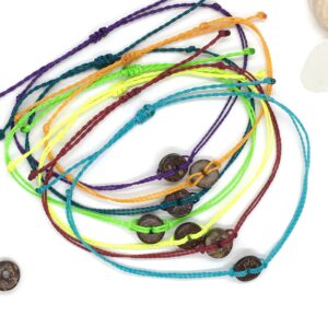 Coconut Anklet, Custom Colour Personalised Waterproof Cord Ankle Band or Bracelet, Vegan Waxed Cording, Surfer Style Beachy Vibes Gift
