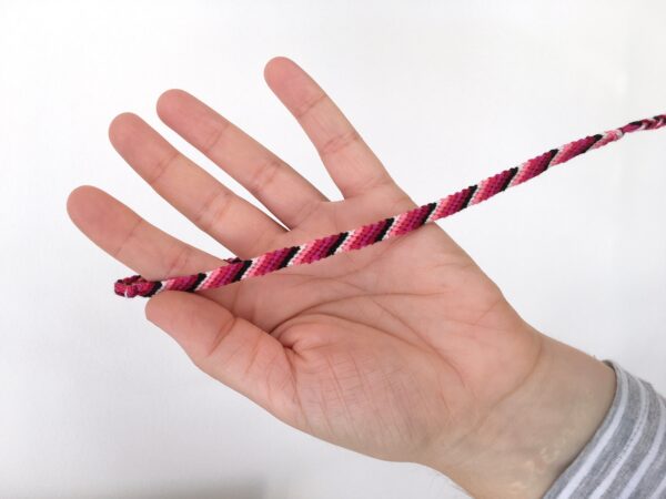 String Anklet, Pink and Black Stripe Woven Braided Cotton Surf Girl Ankle Band, Knotted Ankle Bracelet, Comfortable Soft Anklet, 90s Fashion - Image 2