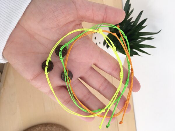 Coconut Anklet, Custom Colour Personalised Waterproof Cord Ankle Band or Bracelet, Vegan Waxed Cording, Surfer Style Beachy Vibes Gift - Image 3