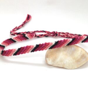 String Anklet, Pink and Black Stripe Woven Braided Cotton Surf Girl Ankle Band, Knotted Ankle Bracelet, Comfortable Soft Anklet, 90s Fashion