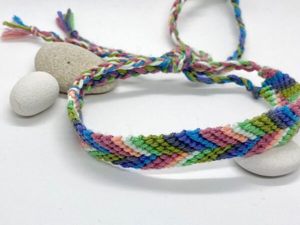 Friendship Bracelet, Multicoloured Colourful Woven String Braided Cotton Beachy Jewellery, Boho Festival Knotted Wristband