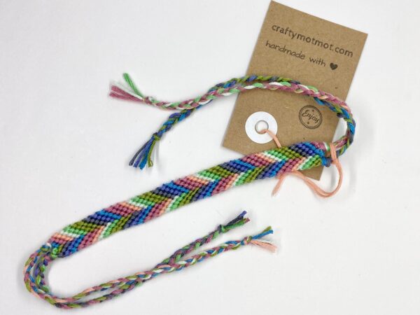 Friendship Bracelet, Multicoloured Colourful Woven String Braided Cotton Beachy Jewellery, Boho Festival Knotted Wristband - Image 3