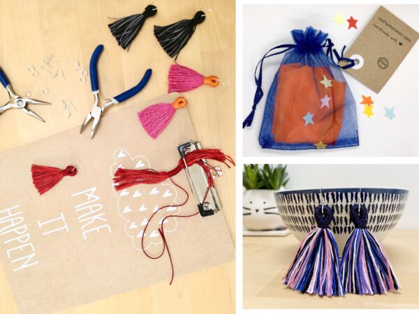Custom Tassel Earrings, Personalise Colour Statement Drop Earring, Handmade Cotton Lightweight, 925 Sterling Silver Gifts under 10 - Image 7
