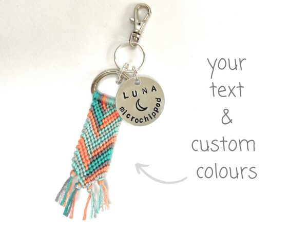 Dog Tag & Charm, Personalised Custom Pet Name Disc with Macrame Accessory, ID Dog Name and Symbol with Unique Customised Colours, Pet Gifts
