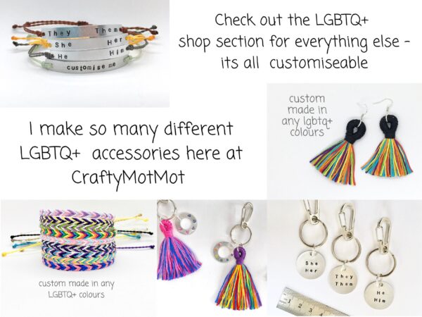 Pride Earrings, Custom LGBTQ Flag Ear Jewellery, Gay Rainbow Bisexual Trans Pan Lesbian Bi Ace, Queer Lightweight Light Cotton Tassels - Image 8