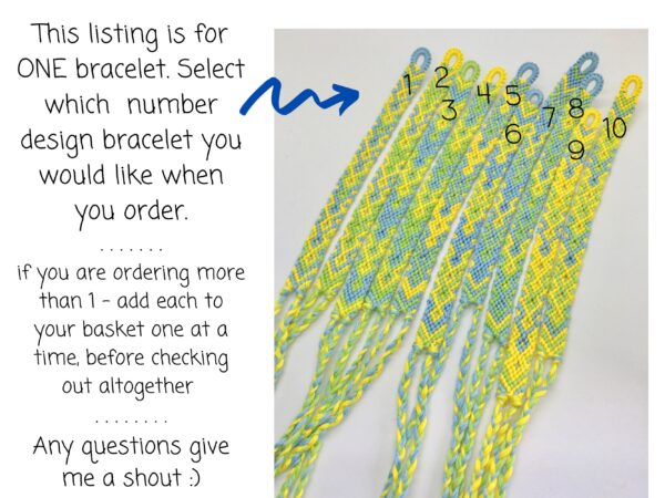 String Bracelet Friendship, Bright Yellow Turquoise Woven Braided Soft Cotton, Surfer Girl Beachy Style Jewellery, Adjustable Size Tie-on - Image 2