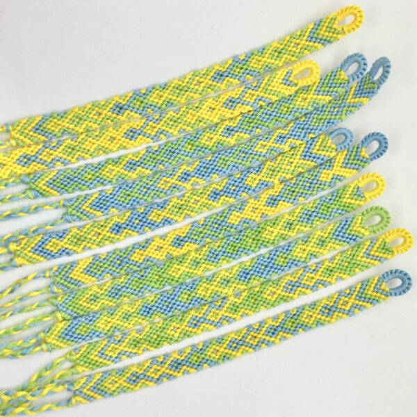 String Bracelet Friendship, Bright Yellow Turquoise Woven Braided Soft Cotton, Surfer Girl Beachy Style Jewellery, Adjustable Size Tie-on