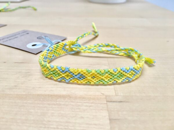 String Bracelet Friendship, Bright Yellow Turquoise Woven Braided Soft Cotton, Surfer Girl Beachy Style Jewellery, Adjustable Size Tie-on - Image 5