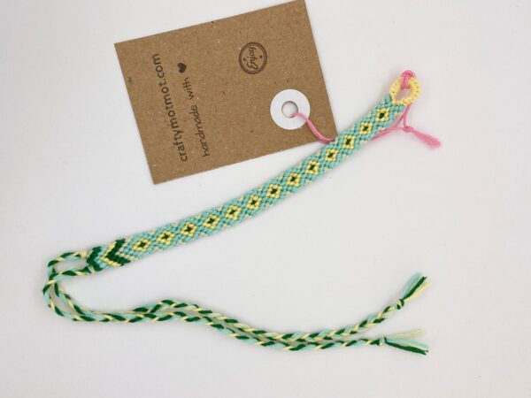 Cotton Patterned Wristband, Turquoise Friendship Bracelet, Woven Soft Comfortable String, Size Adjustable Vegan Wristband, Ocean Surf Vibes - Image 3