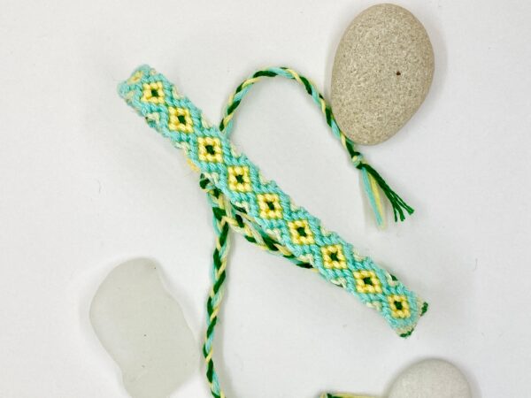Cotton Patterned Wristband, Turquoise Friendship Bracelet, Woven Soft Comfortable String, Size Adjustable Vegan Wristband, Ocean Surf Vibes