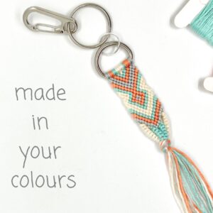 Custom Woven Keychain, Personalised Colours Macrame Keyring Gift, Patterned Lanyard or Bag Charm, House Warming, Back to School, New Home