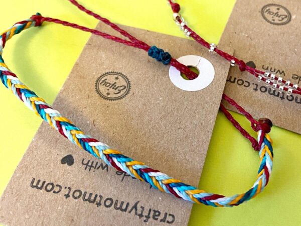 Custom Fishtail Bracelet, Your Colours Handmade Waterproof Waxed String Adjustable Wristband, Stacking Bracelets, Unisex Casual Jewellery - Image 3