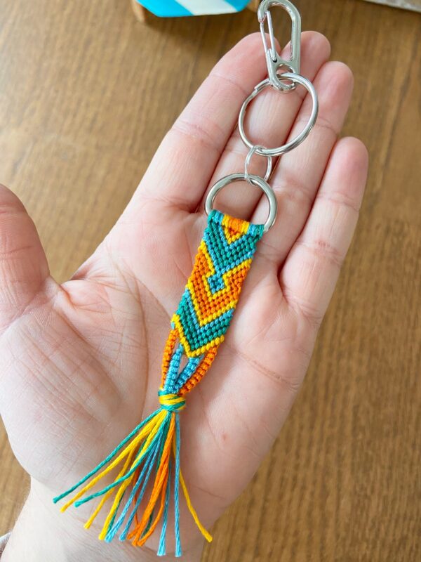 Custom Woven Keychain, Personalised Colours Macrame Keyring Gift, Patterned Lanyard or Bag Charm, House Warming, Back to School, New Home - Image 3